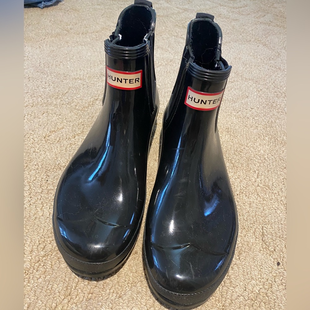 Hunter chelsea boots glossy black